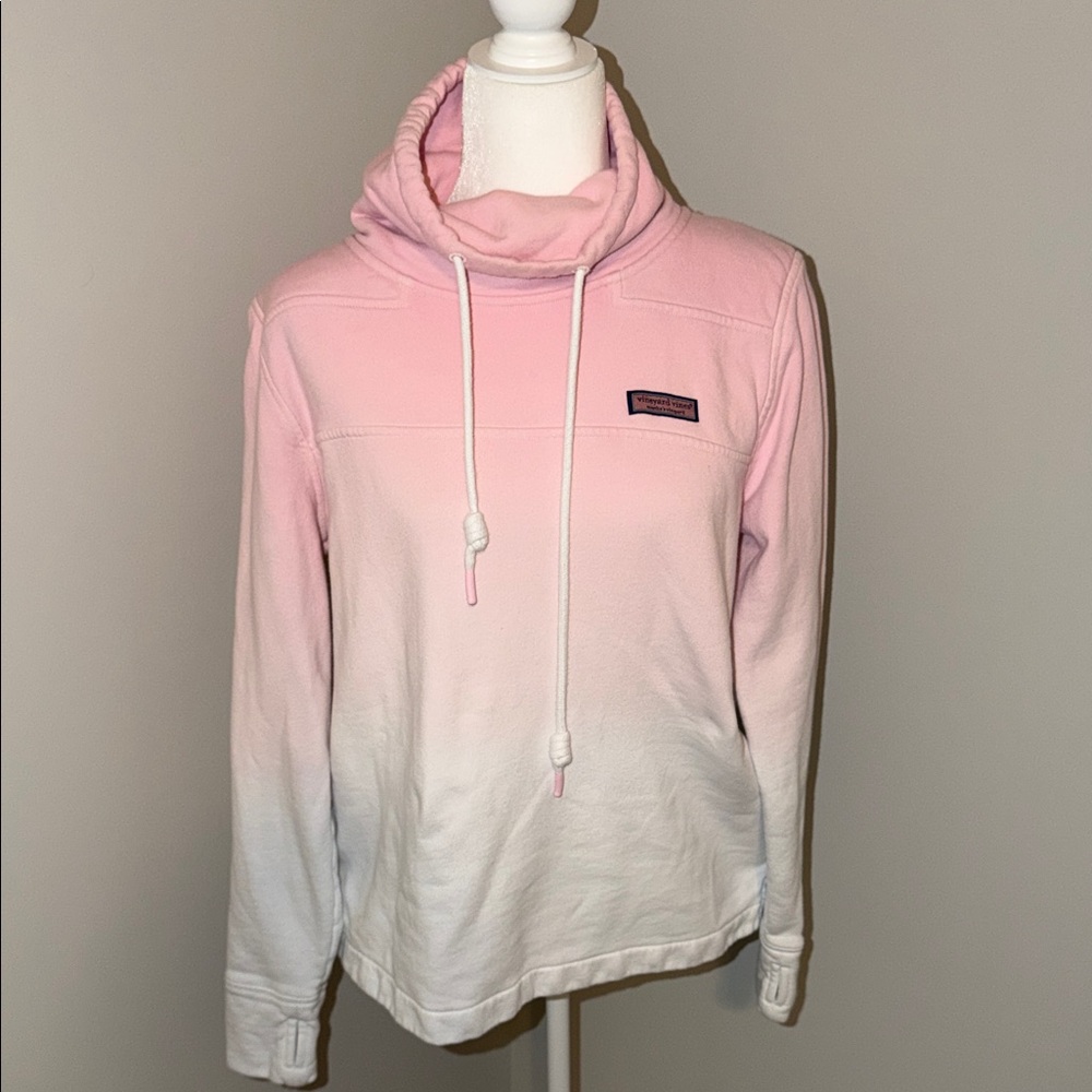 Vineyard Vines Pink Ombre Women's Funnel Neck Sweatshirt Shep Shirt Medium